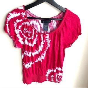 Red & White Twist Dyed Blouse